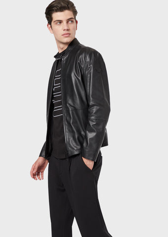 EMPORIO ARMANI Semi-aniline nappa leather jacket with a soft feel