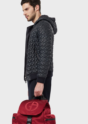 GIORGIO ARMANI Embroidered, napped Spanish Merino shearling blouson jacket