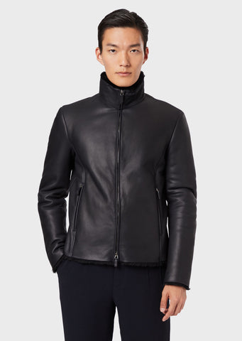 GIORGIO ARMANI Napped Merino shearling blouson jacket with faded effect