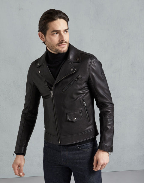 BELSTAFF FENWAY LEATHER JACKET In Black lightweight calf suede