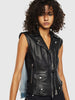 DIESEL L-WELLS Biker vest with detachable denim back