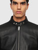 DIESEL L-RUSHIS Leather biker jacket with side buckles