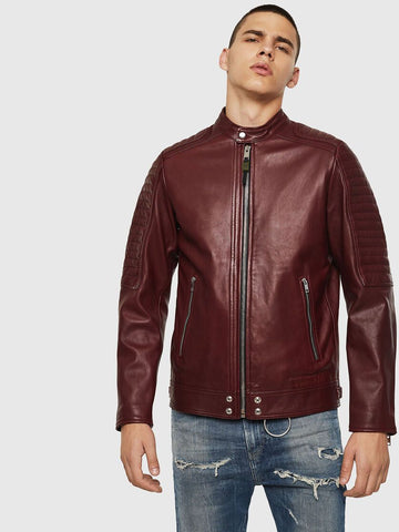 DIESEL L-SHIRO Panelled leather biker jacket