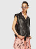 DIESEL L-DROPPET Sleeveless biker jacket in leather