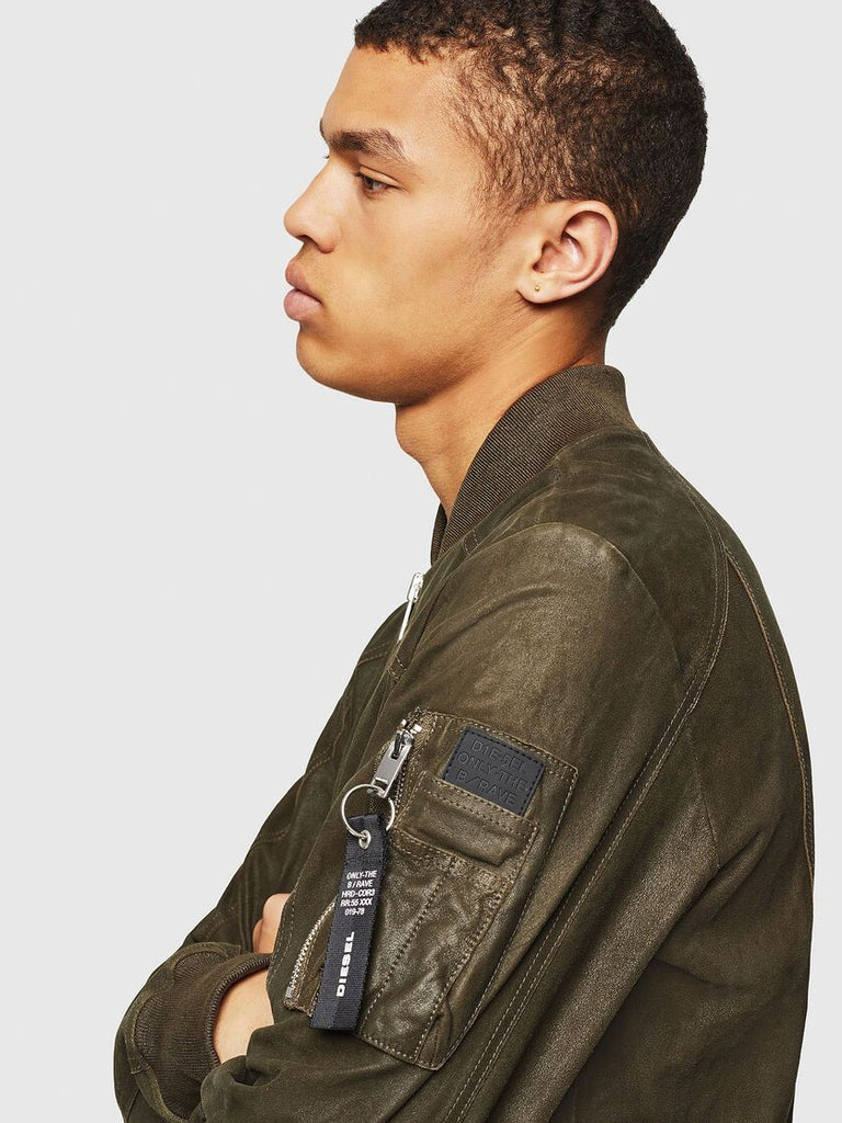 DIESEL L-NIKOLAI Bomber jacket in waxed suede – Express Current