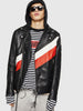 DIESEL L-SOLOVE Leather and nylon biker jacket