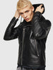 DIESEL L-SOLOVE Leather and nylon biker jacket