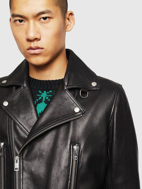 DIESEL L-GOTIV Biker jacket with metal hardware