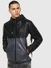 DIESEL L-CARR Leather jacket with colour-block design