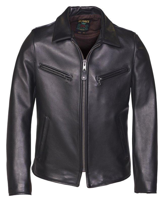 Schott NYC James Men's Retro Style Naked Cowhide Leather Jacket
