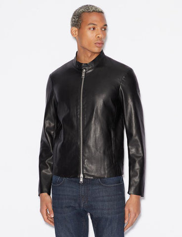 ARMANI EXCHANGE FAUX-LEATHER RACER JACKET