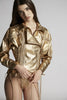 DSQUARED2 Gold Leather 70's Kiodo with Zip and Lacing Details