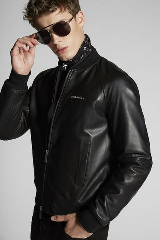 DSQUARED2 Track Bomber Leather Jacket