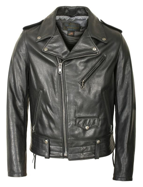 Schott NYC Natural Pebble Cowhide Motorcycle Leather Jacket (Black)