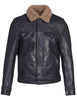 Schott NYC Men's Waxy Naked Buffalo Trucker with Sheepskin Collar Leather Jacket