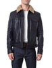 Schott NYC Men's Waxy Naked Buffalo Trucker with Sheepskin Collar Leather Jacket