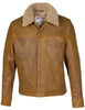 Schott NYC Men's Waxy Naked Buffalo Trucker with Sheepskin Collar Leather Jacket