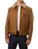 Schott NYC Men's Waxy Naked Buffalo Trucker with Sheepskin Collar Leather Jacket