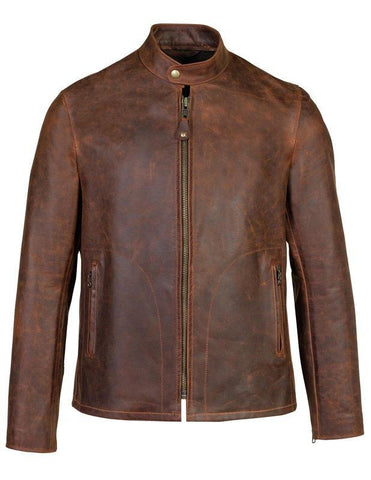 Schott NYC Unlined Cowhide Cafe Racer Leather Jacket