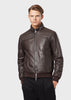 EMPORIO ARMANI  Nappa lambskin bomber Leather jacket with fold-away hood