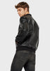 EMPORIO ARMANI  Bomber in semi plant origin nappa leather with all-over embossed logo