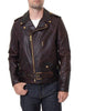 Schott NYC Hand Oiled Lightweight Naked Perfecto® Motorcycle Leather  Jacket with Plaid Cotton Lining