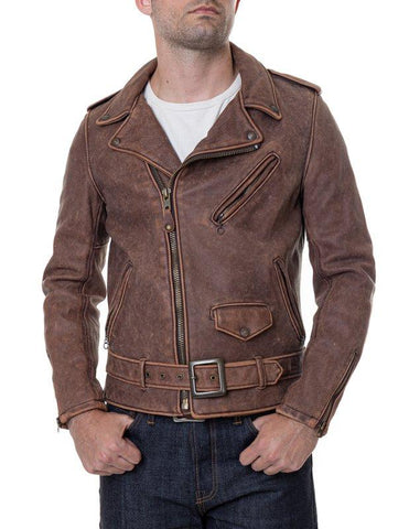 Schott NYC Vintaged Fitted Cowhide Leather Motorcycle Jacket