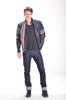 Schott NYC Easy Rider Striped Leather Motorcycle Jacket