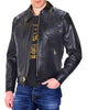 Schott NYC Men's Classic Horsehide Black Racer Motorcycle Leather Jacket with Spread Collar