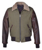 Schott NYC Men's B-15 Style Wool Jacket, Leather Sleeves and Genuine Sheepskin Collar