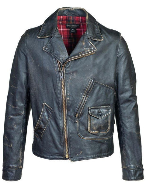 Schott NYC Hand Vintaged Cowhide D-Pocket Jacket