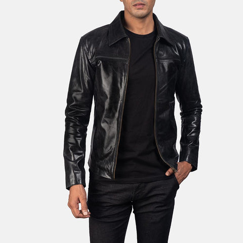 cafe Racer Mystical Black Leather Jacket