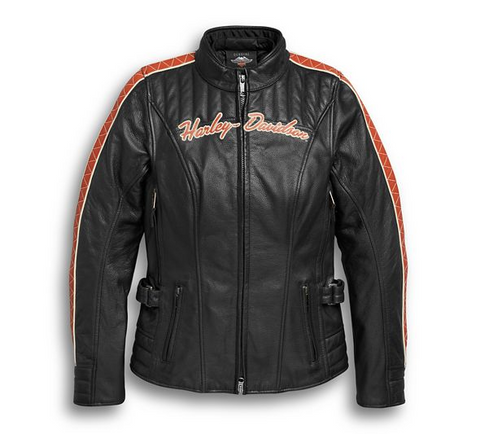 Harley Davidson Women's Vanocker Waterproof H-D Triple Vent System Leather Jacket