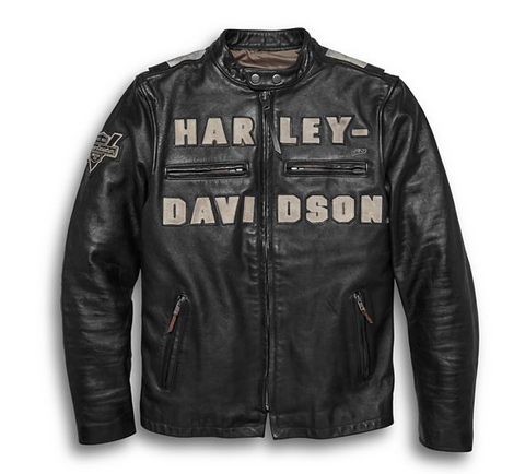 Harley Davidson Men's Vintage Race-Inspired Leather Jacket