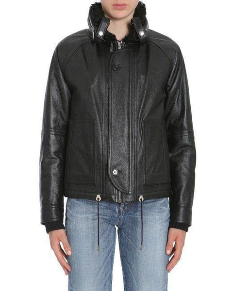 Saint Laurent Women's Black Leather Outerwear Jacket