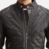 Cafe Racer Henry Quilted Black Leather Jacket