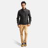 Cafe Racer Henry Quilted Black Leather Jacket