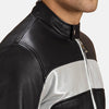 Cafe Racer Randolf Silver Black Leather Biker Jacket