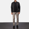 Cafe Racer Monza Black & Maroon Leather Biker Jacket