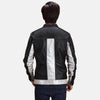 Cafe Racer Randolf Silver Black Leather Biker Jacket