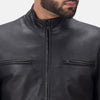 Cafe Racer Austere Matte Black Leather Biker Jacket