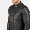 cafe Racer Ionic Black Leather Jacket