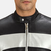 Cafe Racer Randolf Silver Black Leather Biker Jacket