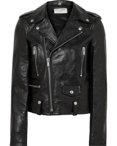 Saint Laurent Women's Black Classic Calf Leather Moto Jacket