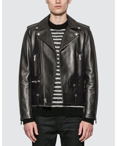 Saint Laurent Men's Black Motorcycle Leather Jacket