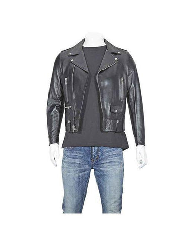 Saint Laurent Men's Black Leather Moto Jacket