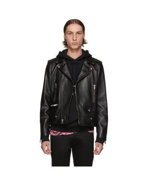 Saint Laurent Men's Black Classic Leather Motorcycle Jacket