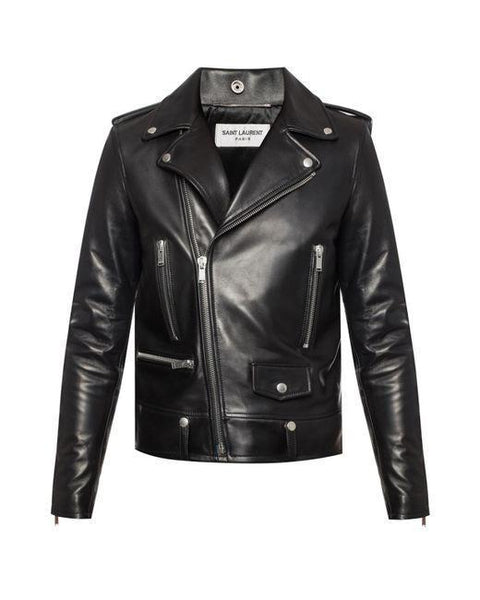 Saint Laurent Men's Black Leather Biker Jacket