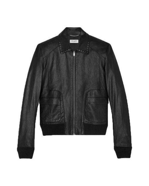 Saint Laurent Men's Black Studded Biker Jacket