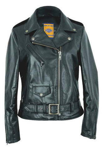 Schott Nyc Women's 23" Waxy Natural Grain Cowhide Perfecto® Asymmetrical Leather Jacket